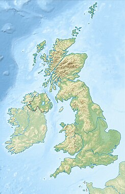 แผนที่ของอังกฤษและเวลส์ที่มีจุดสีแดงแสดงตำแหน่งของเนินเขาคลีฟแลนด์ทางตะวันออกเฉียงเหนือของอังกฤษ