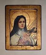 Saint Therese of Lisieux with her attributes