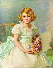Elizabeth as a rosy-cheeked young girl with blue eyes and fair hair