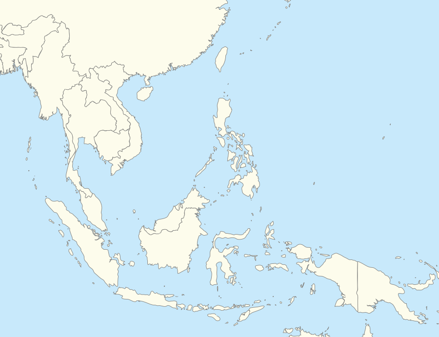 Map of Southeast Asia showing the most populated cities. Capital cities are in bold.
