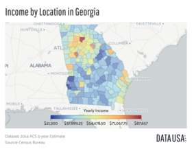 Map of Georgia Median Income by County.png