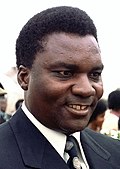 Photograph of President Juvénal Habyarimana arriving with entourage at Andrews Air Force Base, Maryland, USA on 25 September 1980.