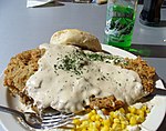 Chicken fried steak topped with gravy
