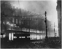 Bombing in Sheffield during the Sheffield Blitz, WW2.