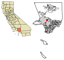 Ubicación de Burbank en el condado de Los Ángeles, California.