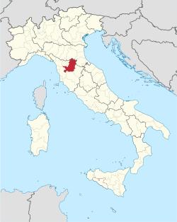 Bản đồ đánh dấu vị trí của tỉnh Florence ở Ý