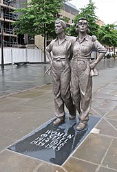 Photo of the statue Women of Steel at barker's Pool, Sheffield