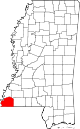 State map highlighting Wilkinson County