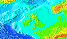 An image showing the geological shelf of the British Isles.