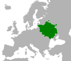 Das Großherzogtum Litauen auf dem Höhepunkt seiner Macht im 15. Jahrhundert überlagerte moderne Grenzen