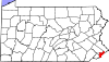 State map highlighting Philadelphia County