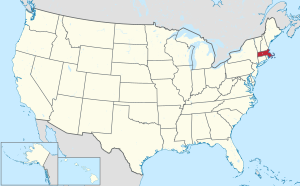Massachusetts'i vurgulayan Amerika Birleşik Devletleri haritası