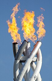 Close-up of the Olympic Flame during the 2006 Winter Olympics in Turin