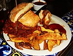 Chili burger with fries