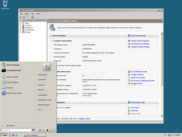 server dello strumento di valutazione del cerchio di Windows 2008 r2
