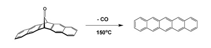 Formation of pentacene by extrusion of carbon monoxide